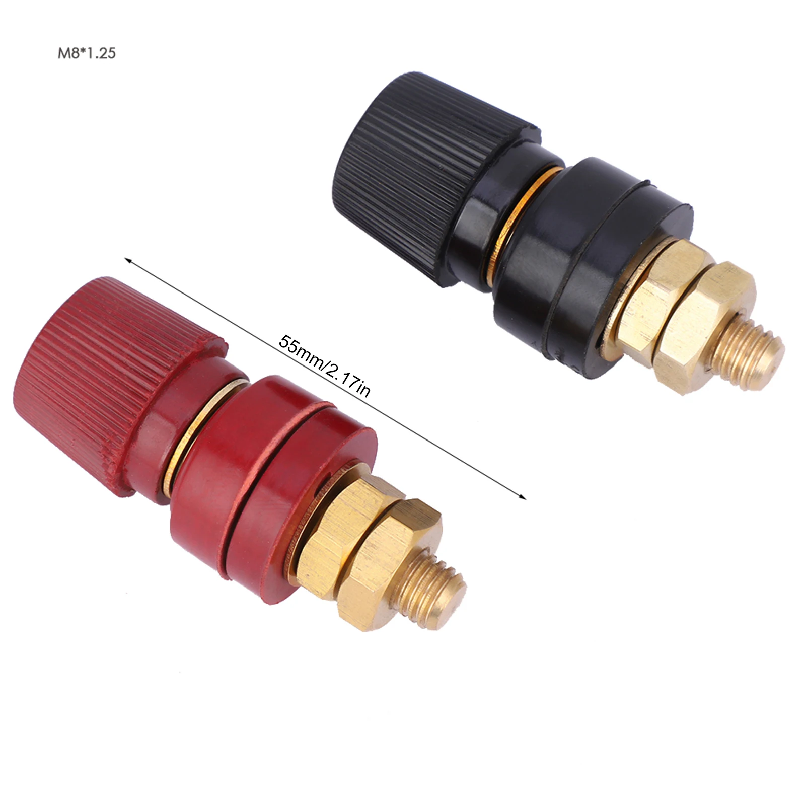 2pcs 555 Type Binding Post Brass Pillar Terminal Block M8 Thread 0V-380V 200A