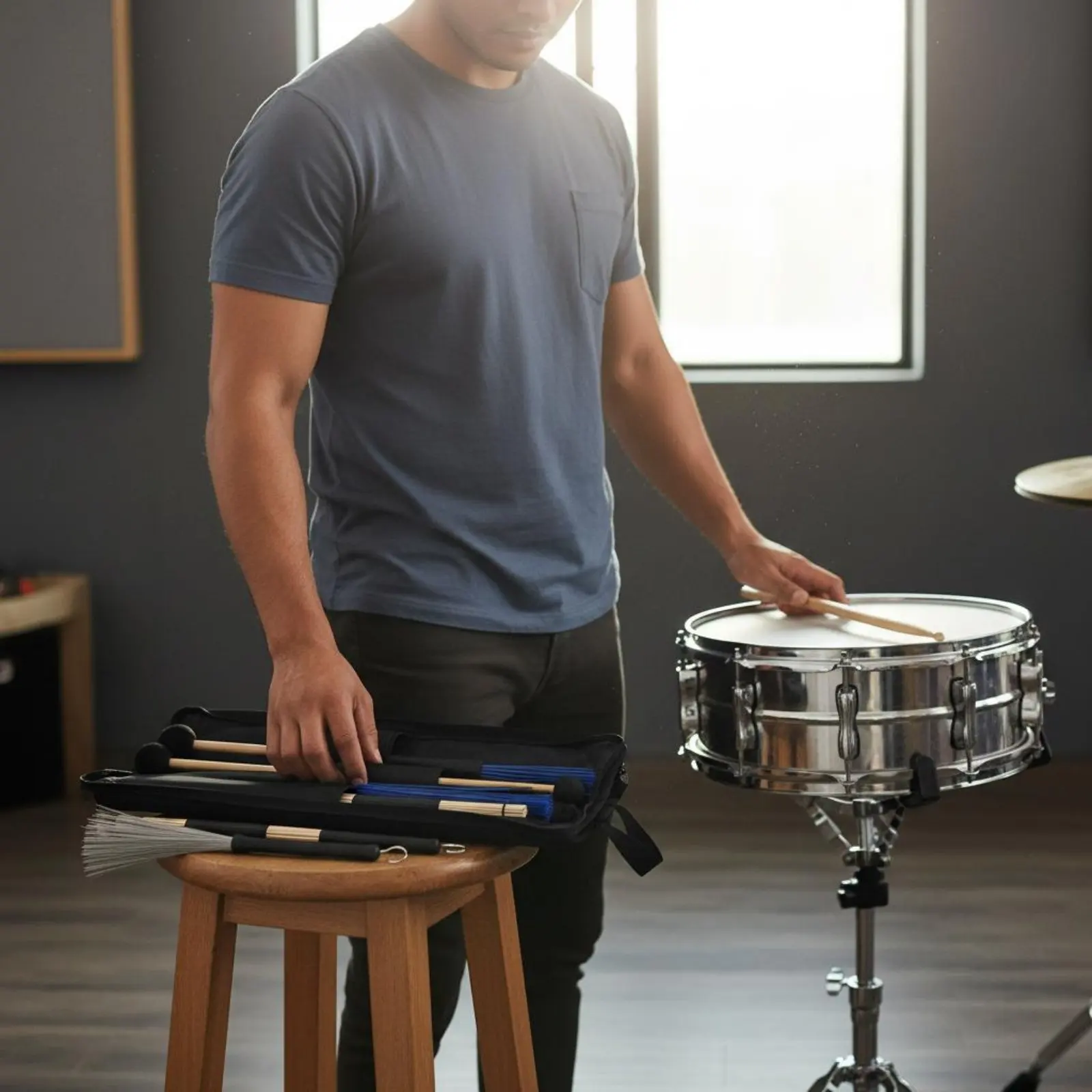 

Набор из 5 пар барабанных палочек и щеток: универсальный выбор звуковых эффектов, сумка для палочек, набор для перкуссии, большой объем