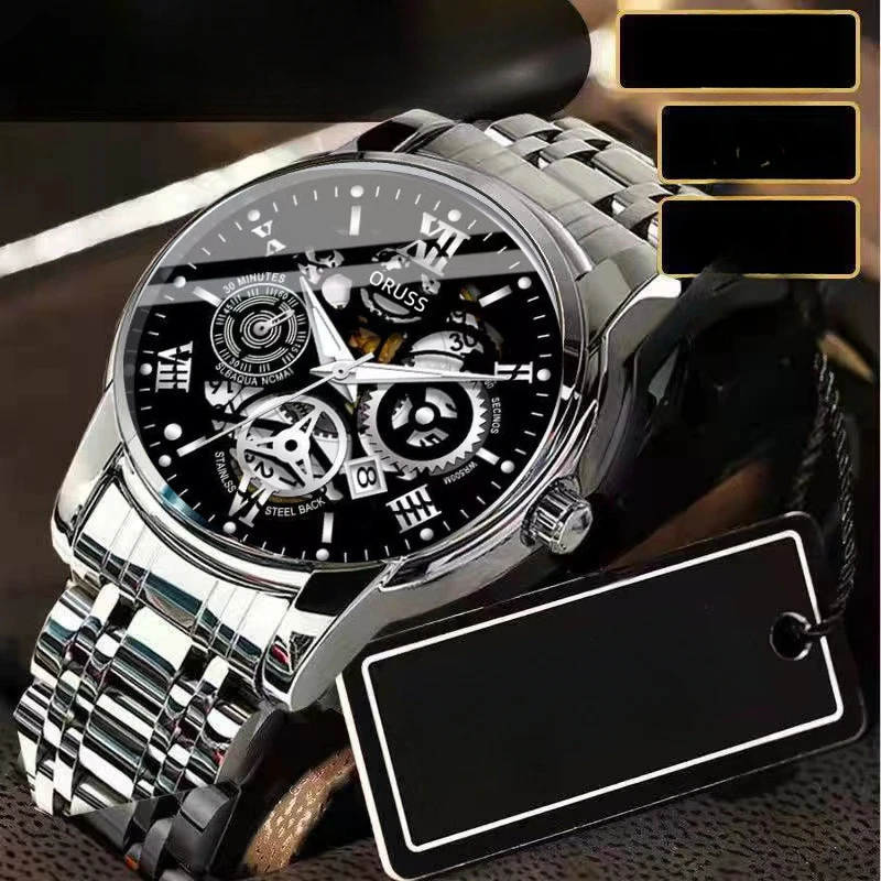 

Official movement watch Swiss brand men's waterproof men's watch luminous hollow diamond calendar fashion watc