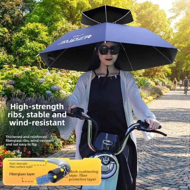Double Layer Fishing Umbrella Hat Wide Brim UV Block Foldable Sun Protection Headwear For Beach Camping Outdoor Travel