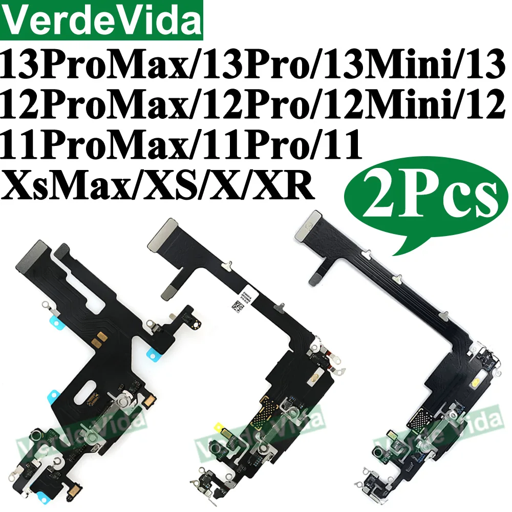 2Pcs USB Charging Flex Cable For iPhone 11 12 13 Pro Max XS X XR 8 12Pro 11ProMax 11Pro XsMax 13Mini Charger Port Dock Connector