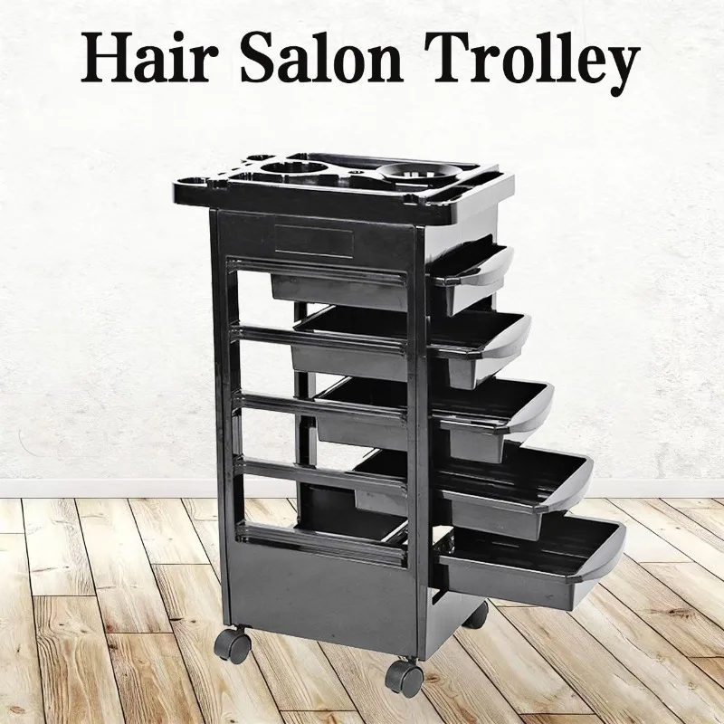 Hairdressing cart Five-layer hair coloring bowl and hair dryer seat 360 degrees, rotating storage, mobile push PP material