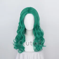 Kaiou Michiru Wig Green Long Curly Synthetic Hair Cosplay Anime Wigs Heat Resistance 65cm