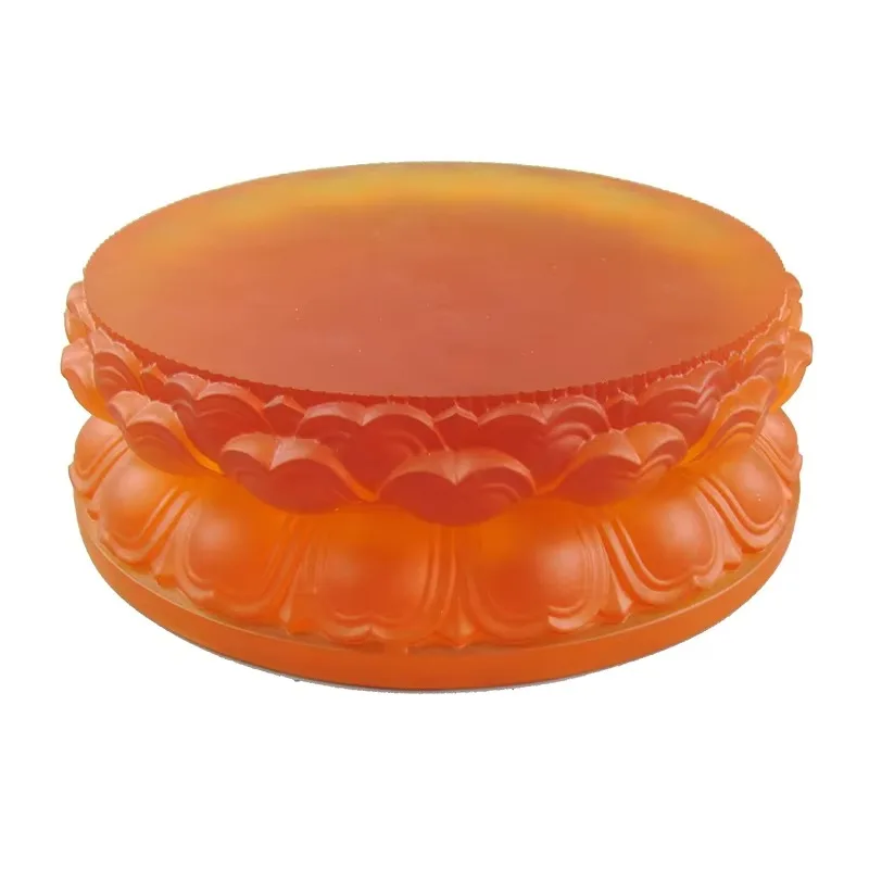 Environmentally friendly glass Buddha statue base, circular lotus design, suitable for temple and home use