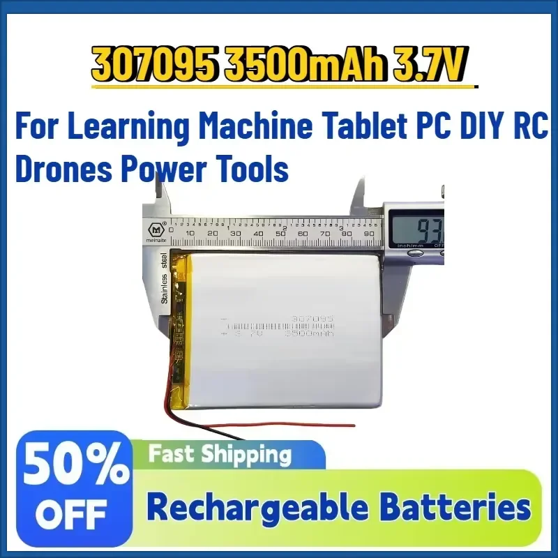 High Discharge 307095 3500mAh 3.7V Rechargeable Li-ion Polymer Battery for Learning Machine Tablet PC DIY RC Drones Power