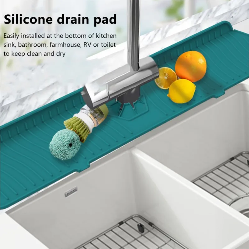 Kitchen Faucet Absorbent Mat Silicone Sink Splash Guard Water Draining Pad Countertop Protector Table Cushion Placemat Bathroom