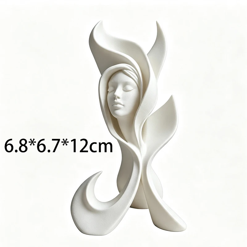 Novelty 3D Print White Abstract Woman Bust Statue Modern Curved Art Tabletop Ornament Minimalist Living Room Entryway Decor