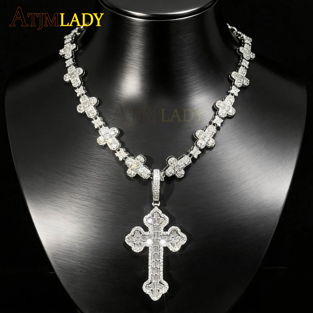 2026 New Iced Out Cross Pendant Necklace For Women Men Star Link