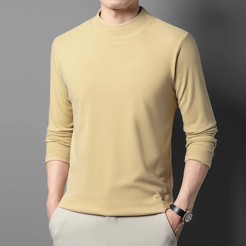 Neu eingetroffen: Herren Basic-Shirts mit Stehkragen, glatter Stoff, elastisch, langärmelig, Thermobasislayer für den täglichen Gebrauch – Detail 9