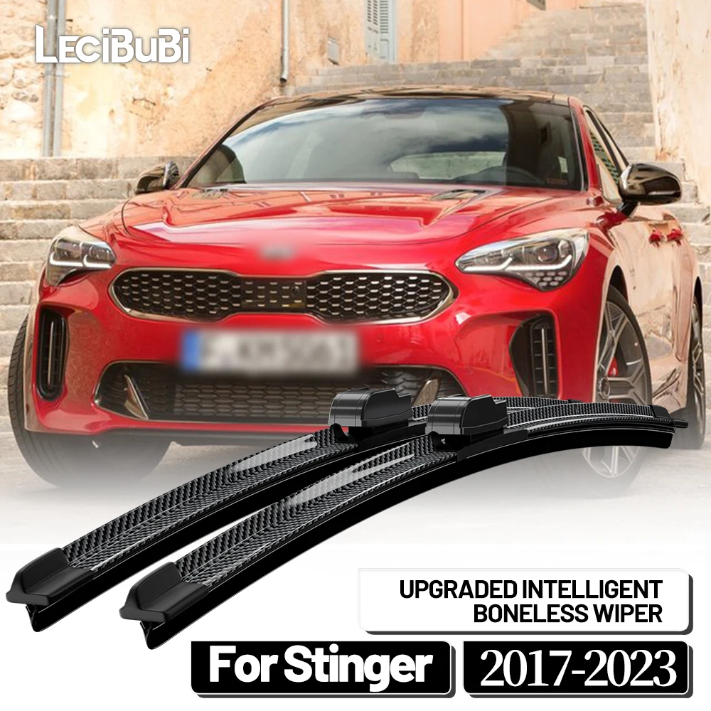 

Для Kia Stinger 2017-2023 2020 2021 2022 2 шт. щетки стеклоочистителя переднего стекла дворники из углеродного волокна и черного углеродного волокна