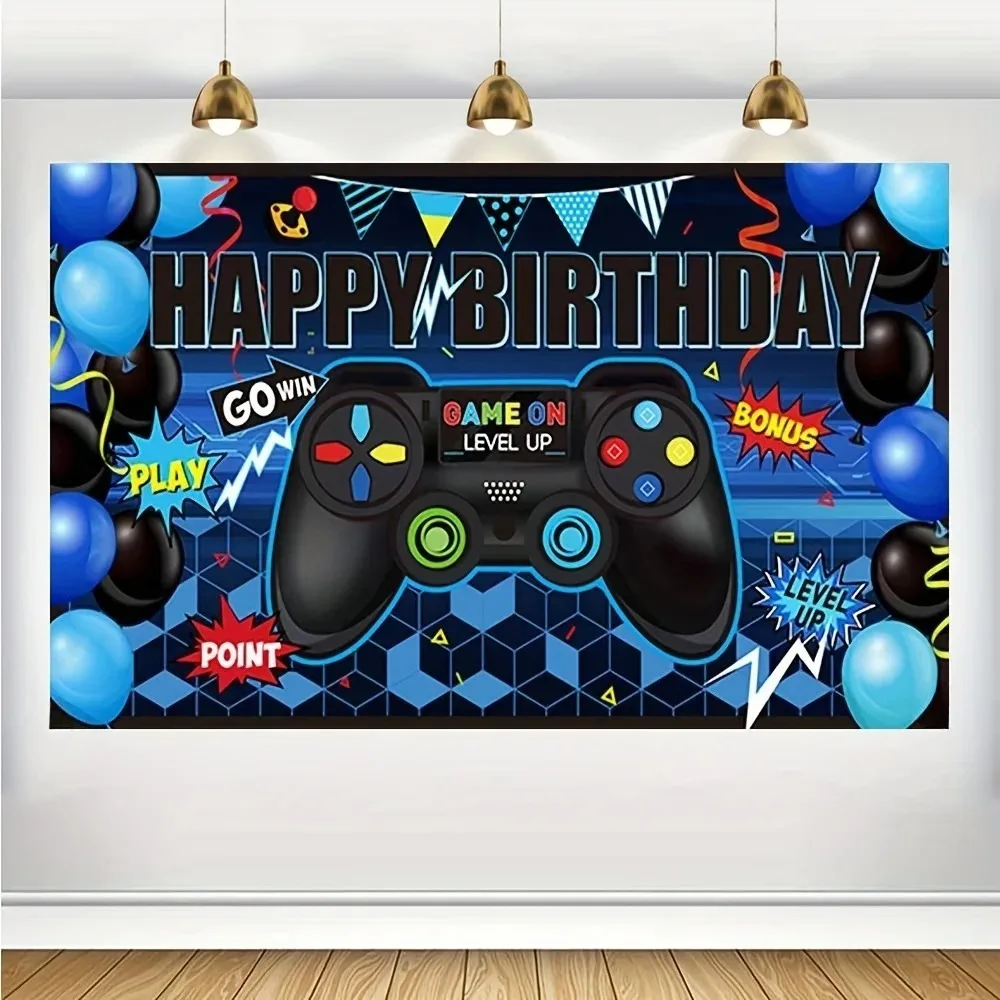 Banner-Hintergrund mit Videospiel-Controller-Motiv, Geburtstagsfeiern für Kinder und Erwachsene, Fotografie-Hintergrund für die Heimdekoration