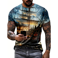 Sailing Ship Graphic T-Shirts Sailboat 3D Print Men Women T Shirt Short Sleeve Oversized Harajuku Y2k Tops Tees Kids Clothing