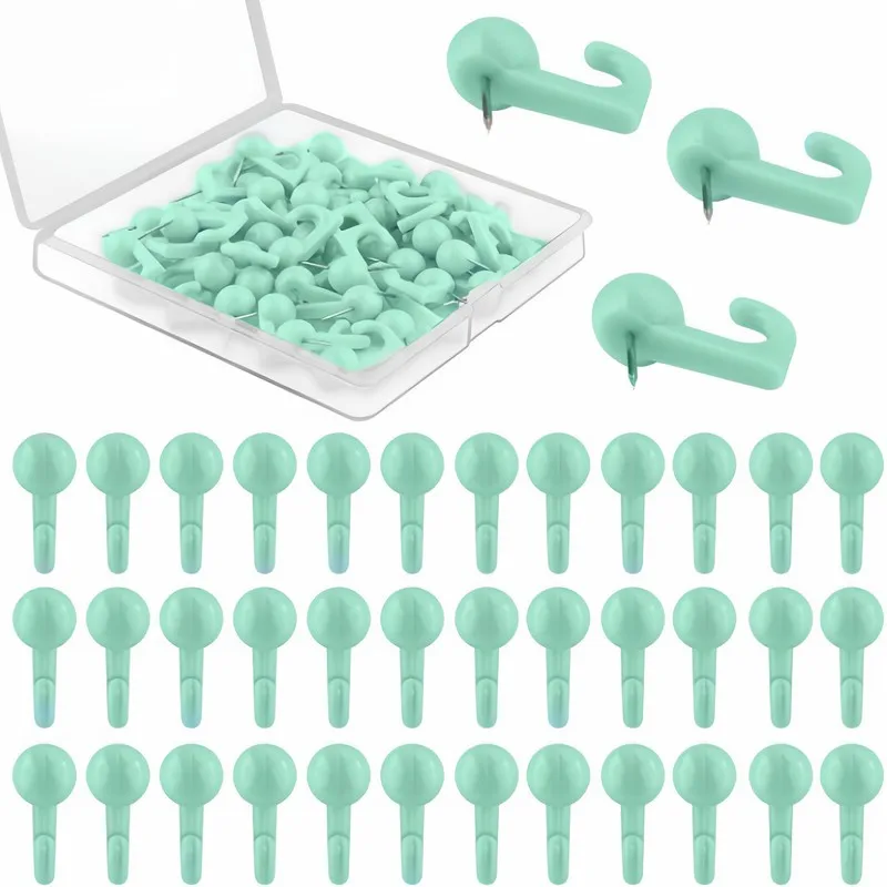Push Pin Hooks 27 pcs, Random Color, Sturdy Hold, for Corkboards, Bulletin Boards and Office Use, Easy to Install