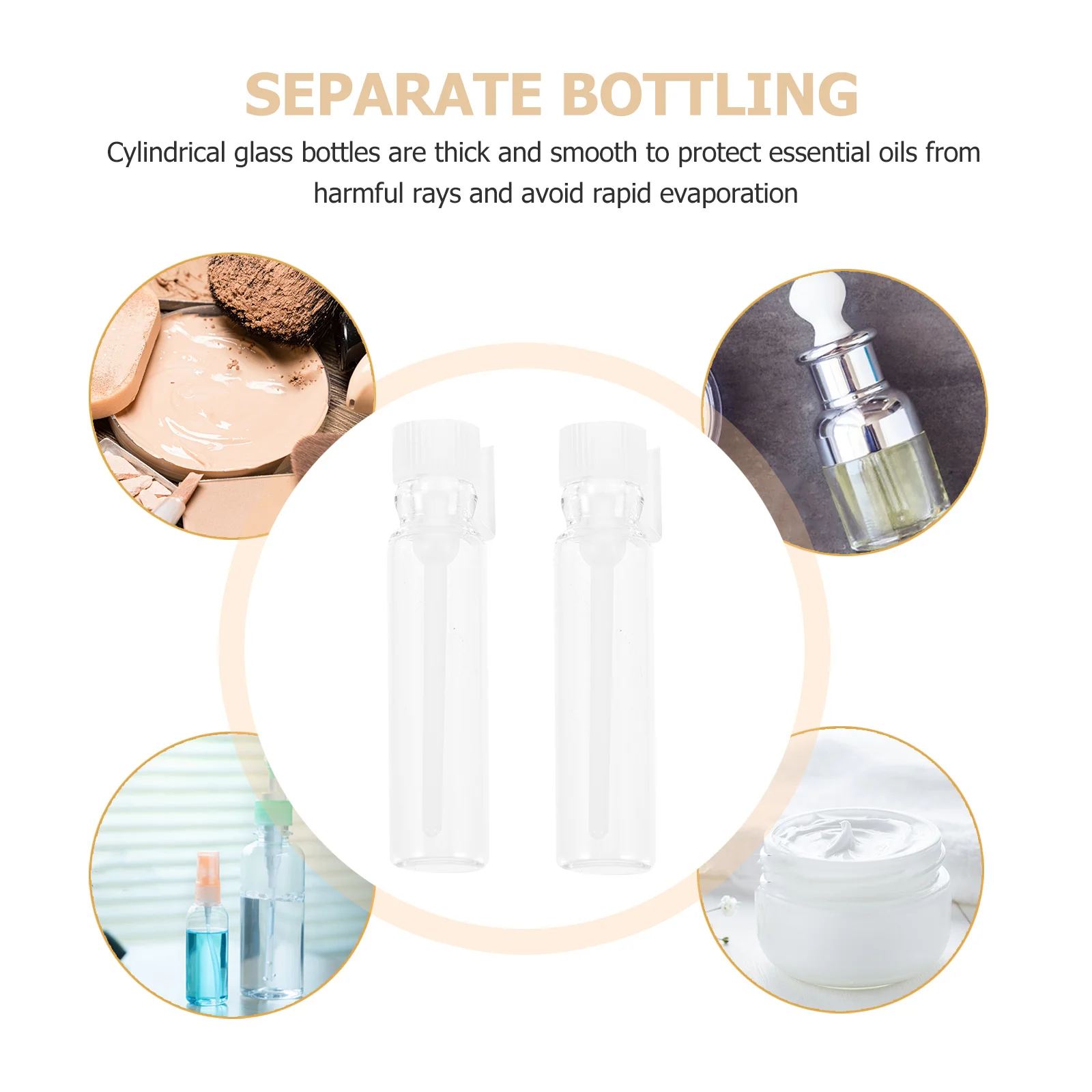 

50Pcs Empty Sample Bottles 1Ml Glass Tube for Perfume DIY Cosmetics Small Portable Bottle for Aromatherapy Beauty Products