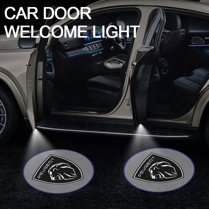 LED Car Door Emblem Light Welcome Lamp Wireless Laser Projector Auto Accessories For Peugeot 206 207 208 3008 308 307 406 407