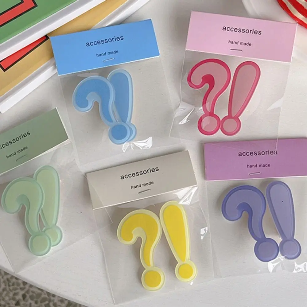 Personality Funny Question Mark Hair Clip Sweet Creative Exclamation Mark Barrettes Hairpin Acrylic Hair Styling Accessory