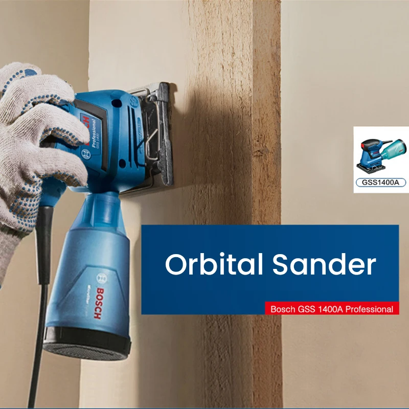 Bosch Gss 1400A: 180W 12,000 Rpm Corded Orbital Sander with Dust Bin and Sandpaper for Woodworking