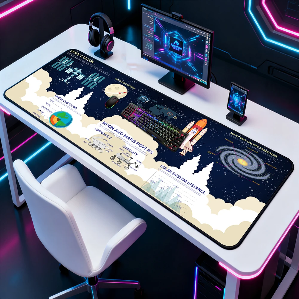Space Mouse Pad Extra Large Galaxy Gaming 1800mm Desk Accessories 140x60cm Office Supplies Nonslip Durable Oversized Desk Mat