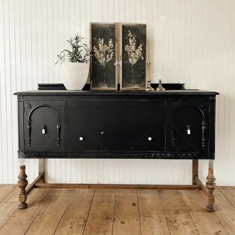 French retro solid wood carving flower porch cabinet living room decorative cabinet locker home display cabinet birch