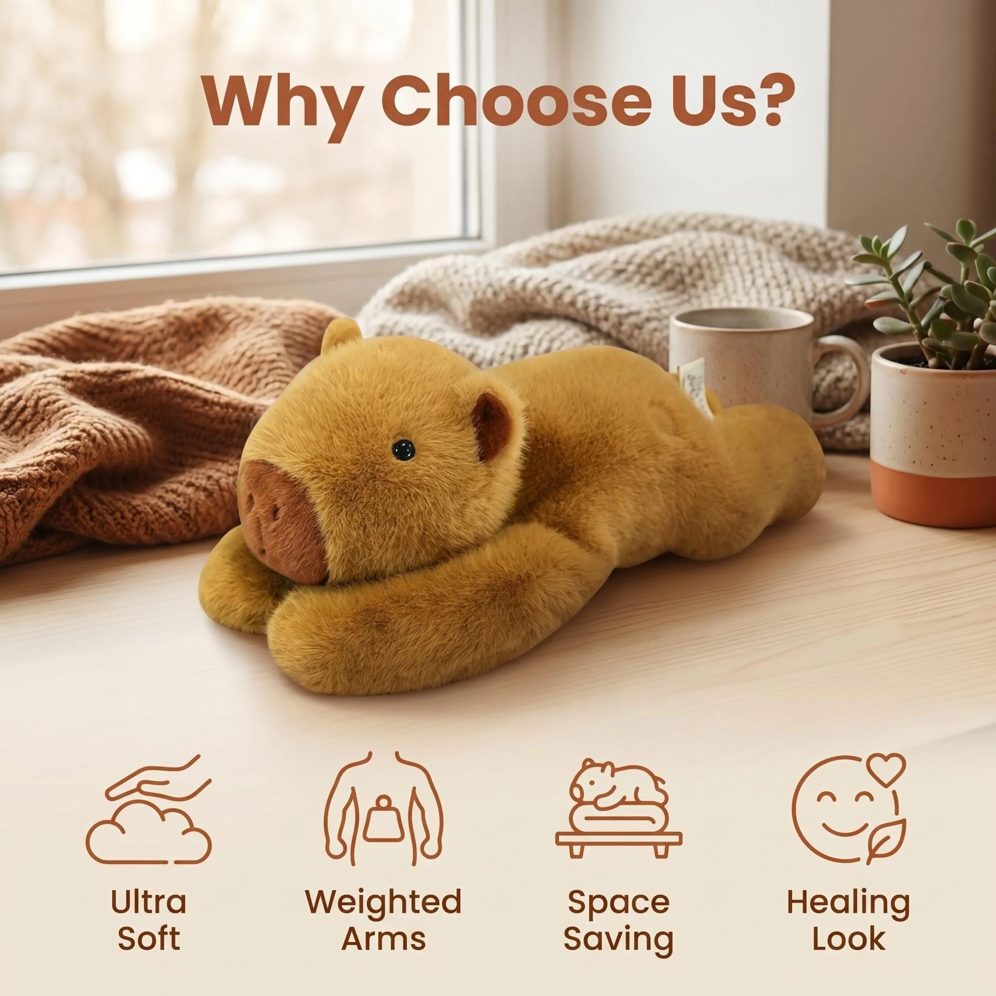 

65cm/1kg Capibala Particle Weighted Plush Toy for Children's Toys Gift Hand Filling Particles