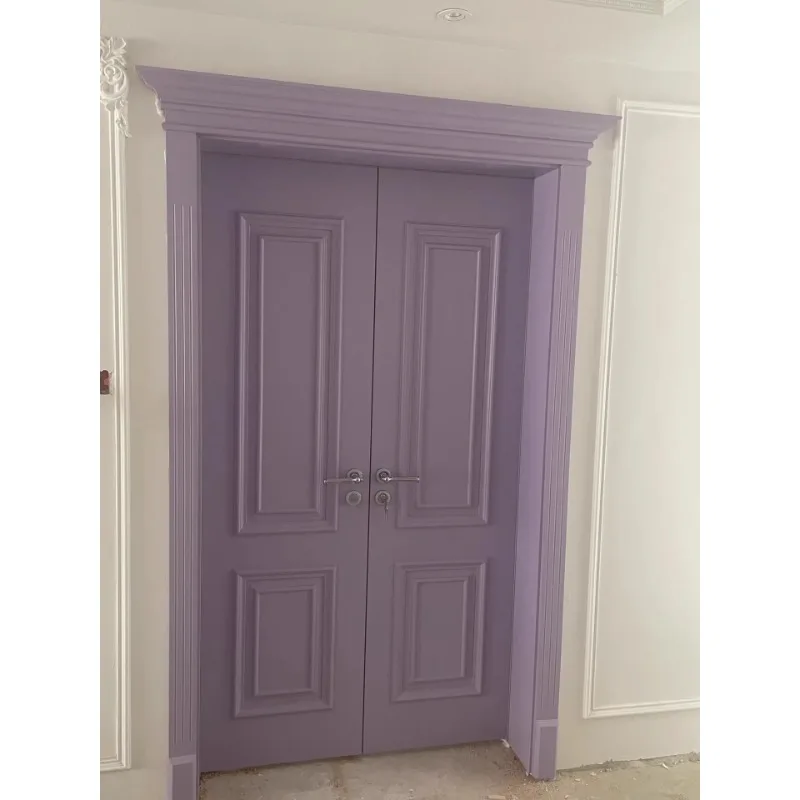 

Дверь для спальни, противоположная краска, дверь для комнаты, двойная открытая звукоизоляционная дверь, внутренняя безкрасочная деревянная белая французская ретро-дверь