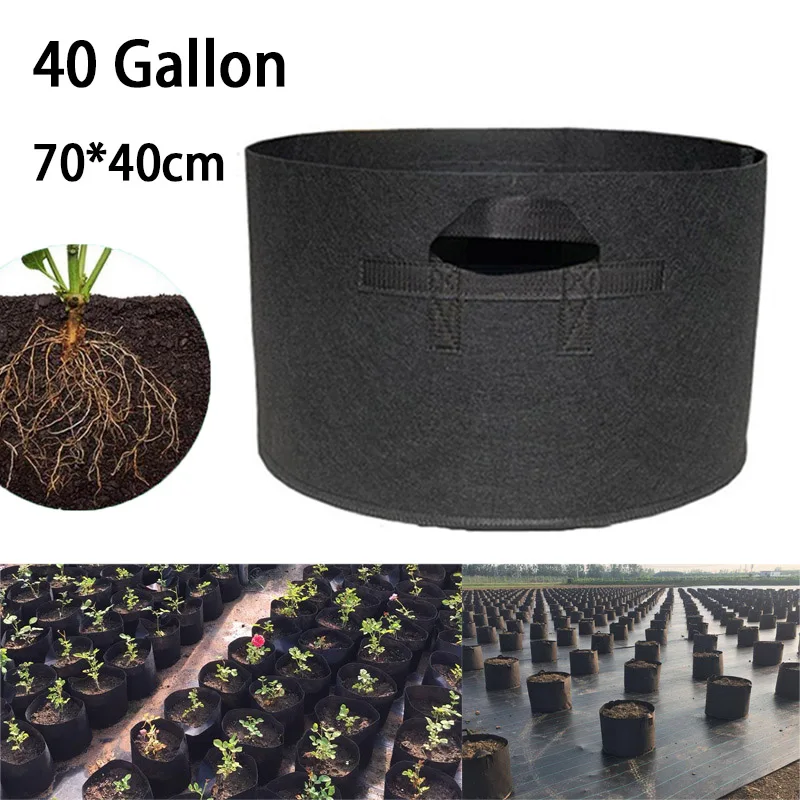 

40 Gallon Thicken Fruit Plants Grow Bags Hand Held For Home Garden Plant Growing Fabric Pot Vegetables Flower Bags