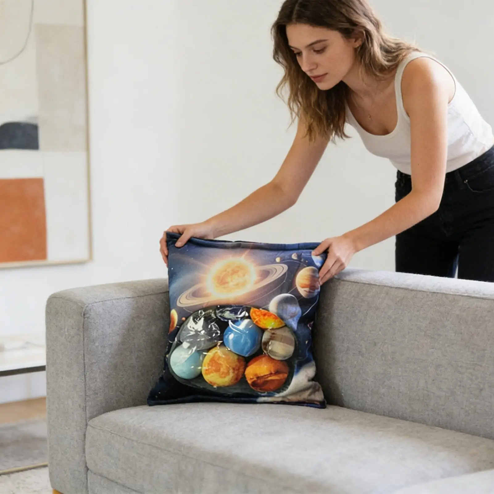 หมอนอิงรูปดาวเคราะห์นุ่มนิ่มน่ารัก ชุดตุ๊กตาดาวเคราะห์แปดดวง สำหรับห้องนั่งเล่น ห้องนอน ห้องเด็ก ห้องทำงาน