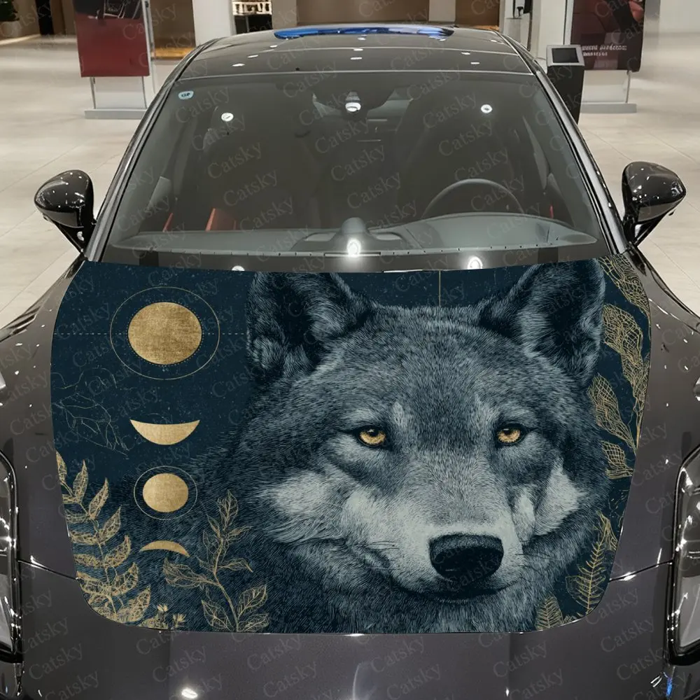 

Night Moon Grey Wolf Car Hood Stickers, Eye-catching Patterns, Multi-purpose Stickers, Gifts For Friends, Christmas Decoration S