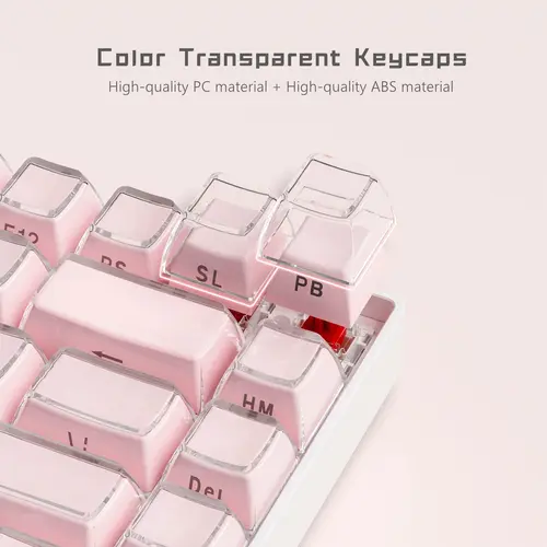 Imagen 2 del producto Teclas laterales redondas de gelatina de 113 teclas, cristal de hielo, translúcido, rosa, perfil OEM, para teclado mecánico Cherry MX 61 68 104