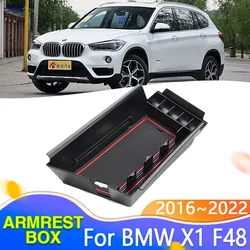 Car Central Armrest Storage Box for BMW X1 X2 F48 2016 2017 2018 2019 2020 2021 2022 LHD Organizer Console Car Goods Accessories