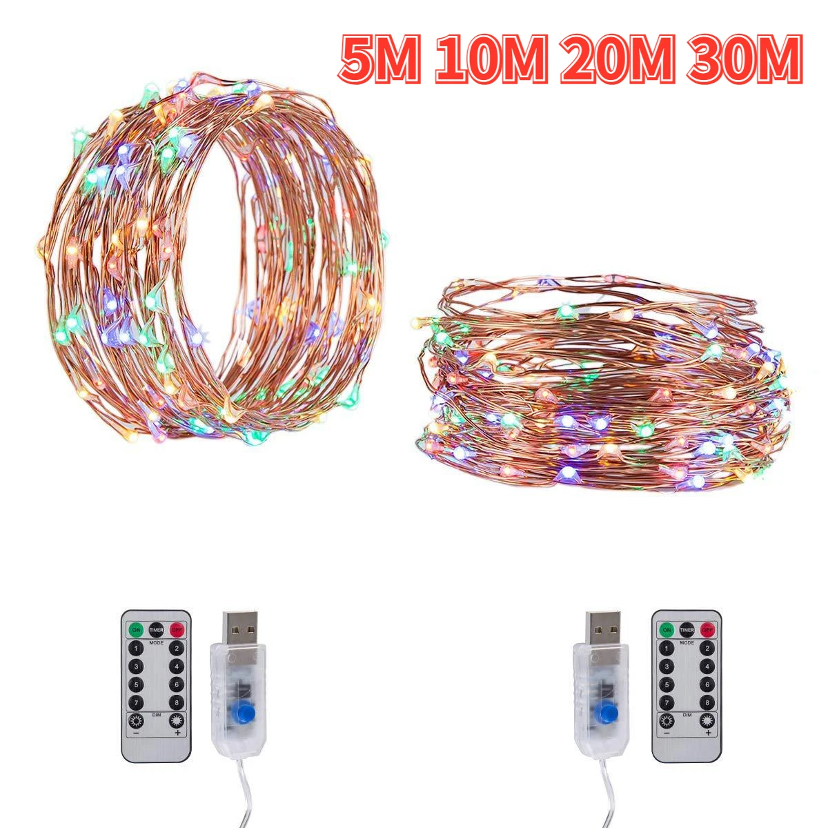 2-30M Battery LED String Lights USB Remote Control Fairy Lights Garland for New Year Wedding Party Christmas Home Decoration