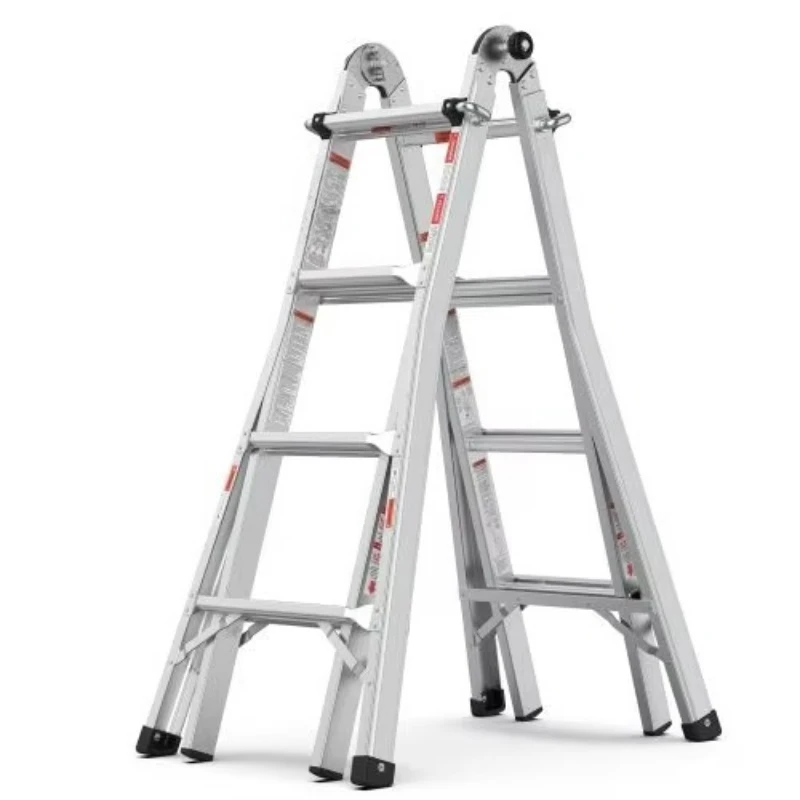 Aluminum Multi-Purpose Ladder 17 'Extended Type 1, 300 Lbs, Household Folding Ladder with Manual Lock