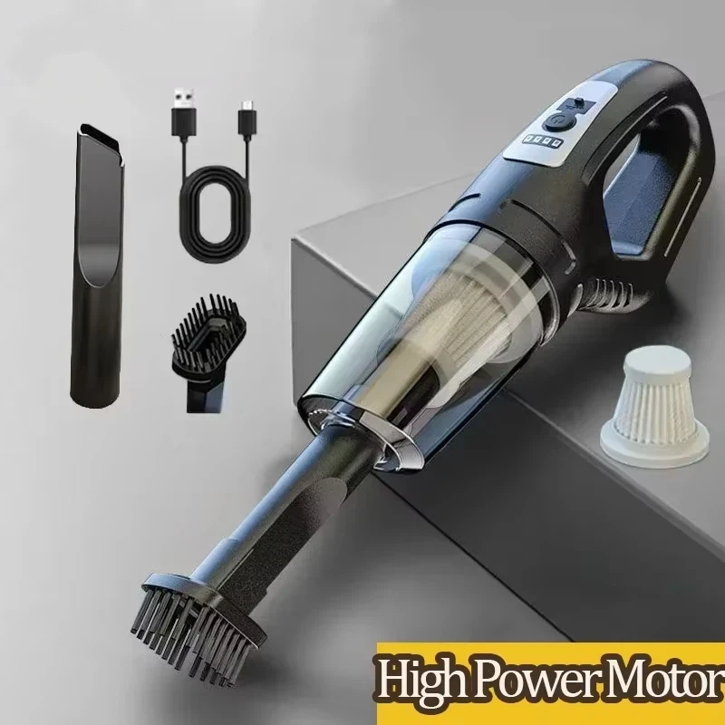 

Автомобильный пылесос 120 Вт, высокомощный, с зарядкой через USB, ручной, беспроводной, с сильным всасыванием, для автомобиля и дома, 69980000 Па, новый