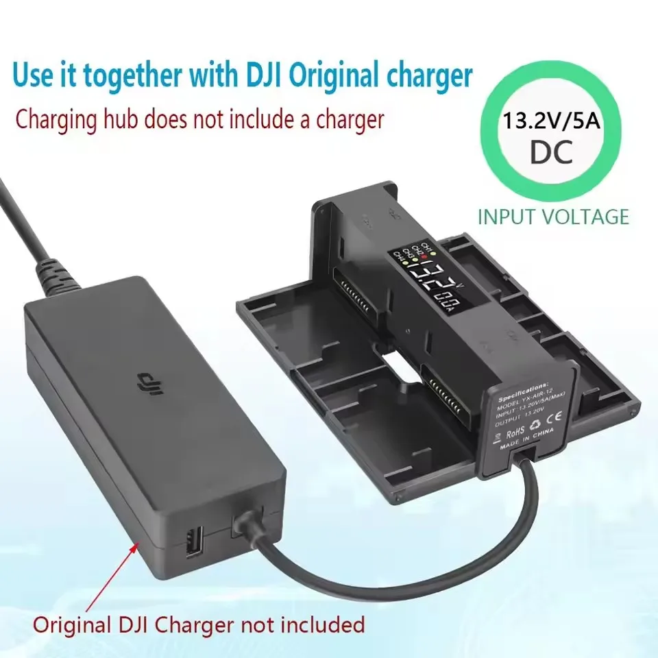 4 in 1 Portable Folding Charging Hub For Mavic Air 2/ 2S Drone Battery Smart Charger With LED Screen view 5