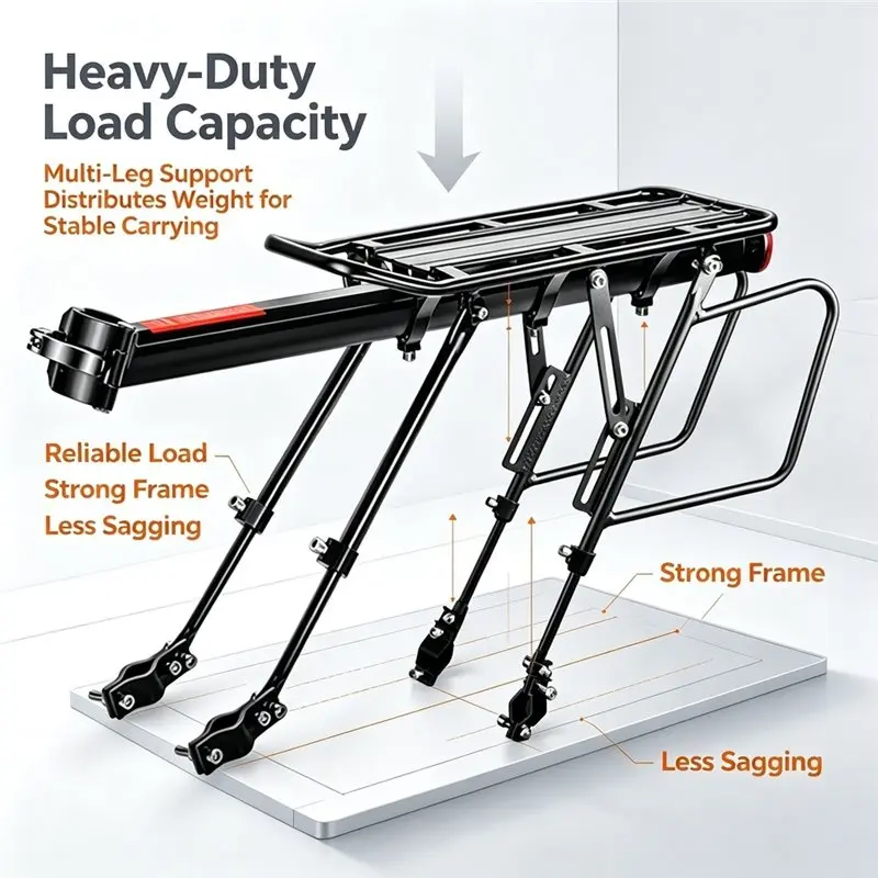 ABHS-Universal Rear Bike Rack, Capacity Solid Bearings Bike Cargo Rack,Quick Release Mountain Road Bicycle Rear Racks, 1PC