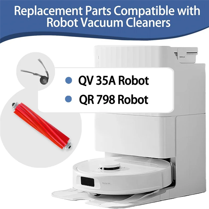【Berserk】مجموعة ملحقات للمكنسة الكهربائية Roborock QV 35A / QR 798 فرشاة جانبية رئيسية فلتر HEPA ممسحة قماش كيس لجميع الغبار