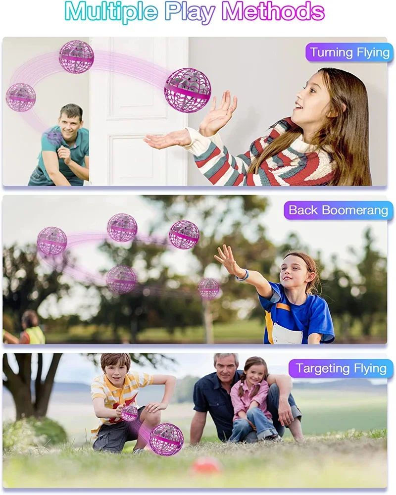 Flying Ball Boomerang Fly Orb Magic with LED Lights Drone Hover Ball Fly Nova Orb Flying Spinner Children Toys Christmas Gifts