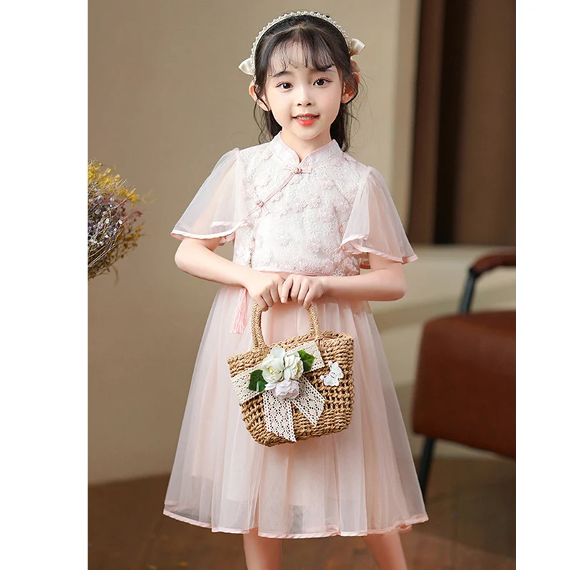 

Summer Clothes Traditional Chinese Style Children Tang Style Girls Cheongsam Dress Boutique Hanfu Vintage Party Princess