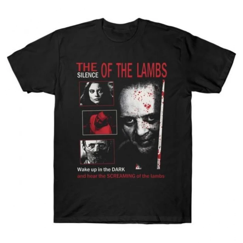 

Wake up in the Dark Silence of the lambs Horror movie Hannibal Gift t shirt Scary Cannibal Graphic Clothes All size Tee S-6XL