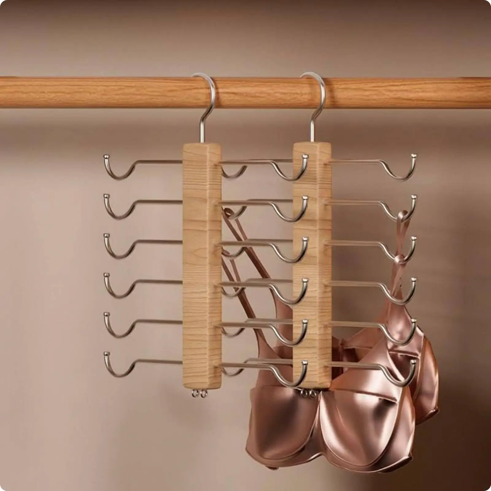 Wooden Underwear Storage Rack Foldable Hanger Clothes Organizer for Wardrobe Efficient Garment Sorting view 4