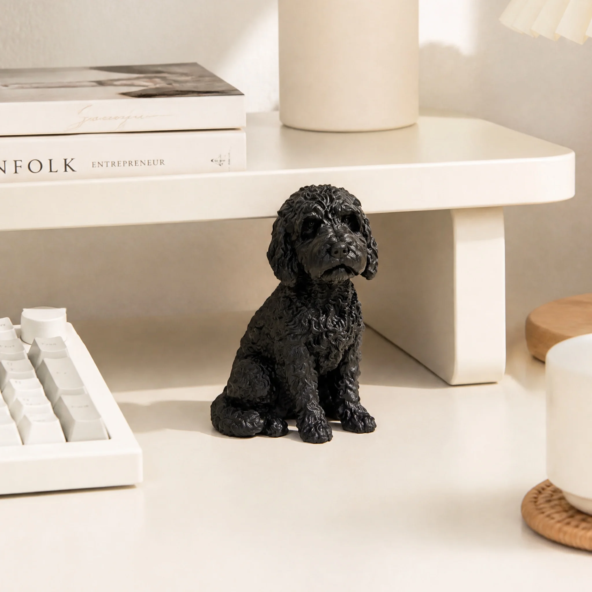 3D Printed Labradoodle Figurine, Realistic Dog Desk Decor, Miniature Pet Statue for Dog Lovers, 2 Colors Available