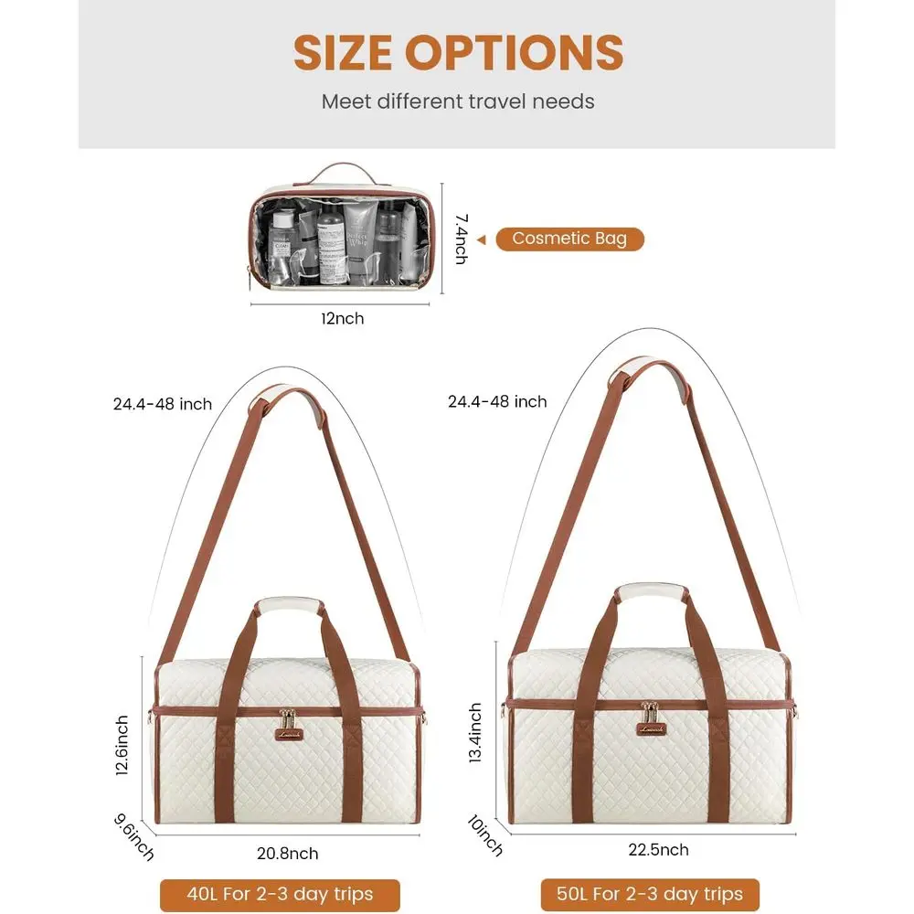 ชุดกระเป๋าเดินทางแบบดัฟเฟิล - สำหรับวันหยุดสุดสัปดาห์และค้างคืน, ช่องใส่ของใช้ในห้องน้ำและช่องใส่ของเปียก, กระเป๋าถือขึ้นเครื่อง, 3 ชิ้น