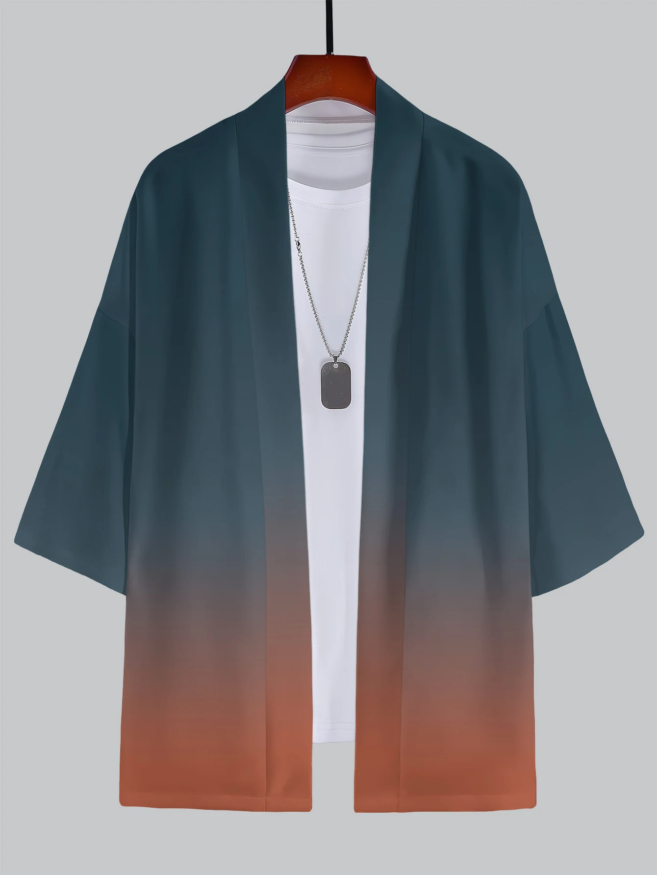 Men's Summer 3D Casual Kimono Set - Gradient Color & Japanese Art Styles