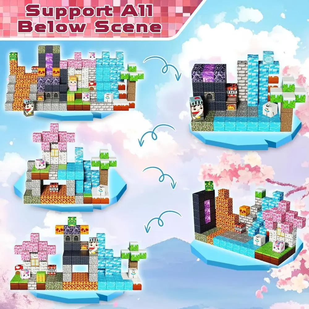 자석 블록 세트 - 150개 조각 어두운 숲 빙하 성, STEM 교육용 장난감 3세 이상 어린이용, 이상적인 부활절 선물