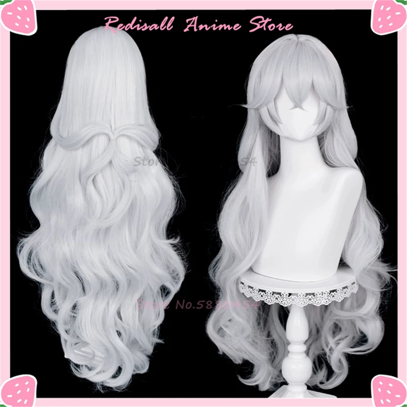 

Arknights Poca Cosplay Wig Masterpiece Rosa 100cm Long Curly Wavy Hair Silver Gray Bangs Heat Resistant Game Headwear