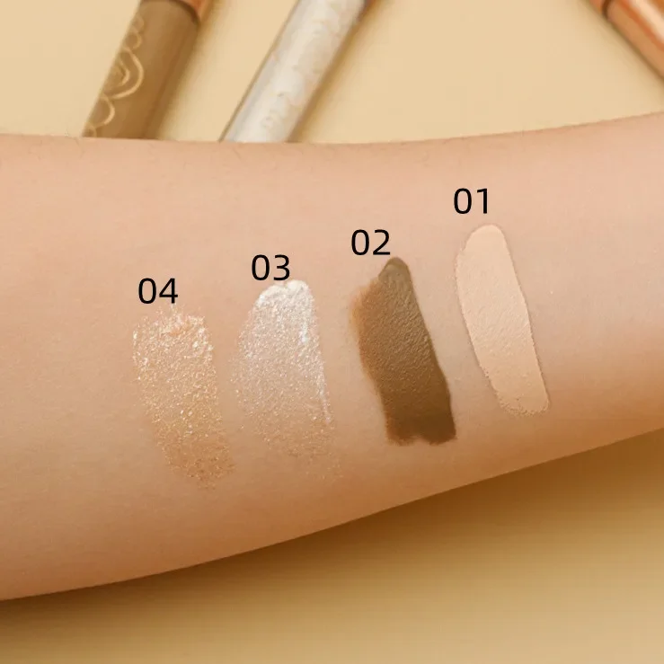 Palo de contorno líquido, Brillo alto, ilumina tono cálido, gris, marrón, sombra de nariz, contorno, resaltador mate, bronceador facial, Micro Flash