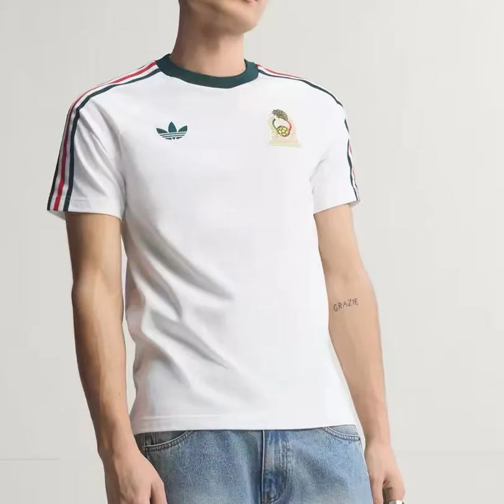 adidas originals Mexico 3S OG Men's Football Jersey Fashionable Comfortable Slim Fit Round Neck Pullover Short Sleeve T-Shirt JZ6483