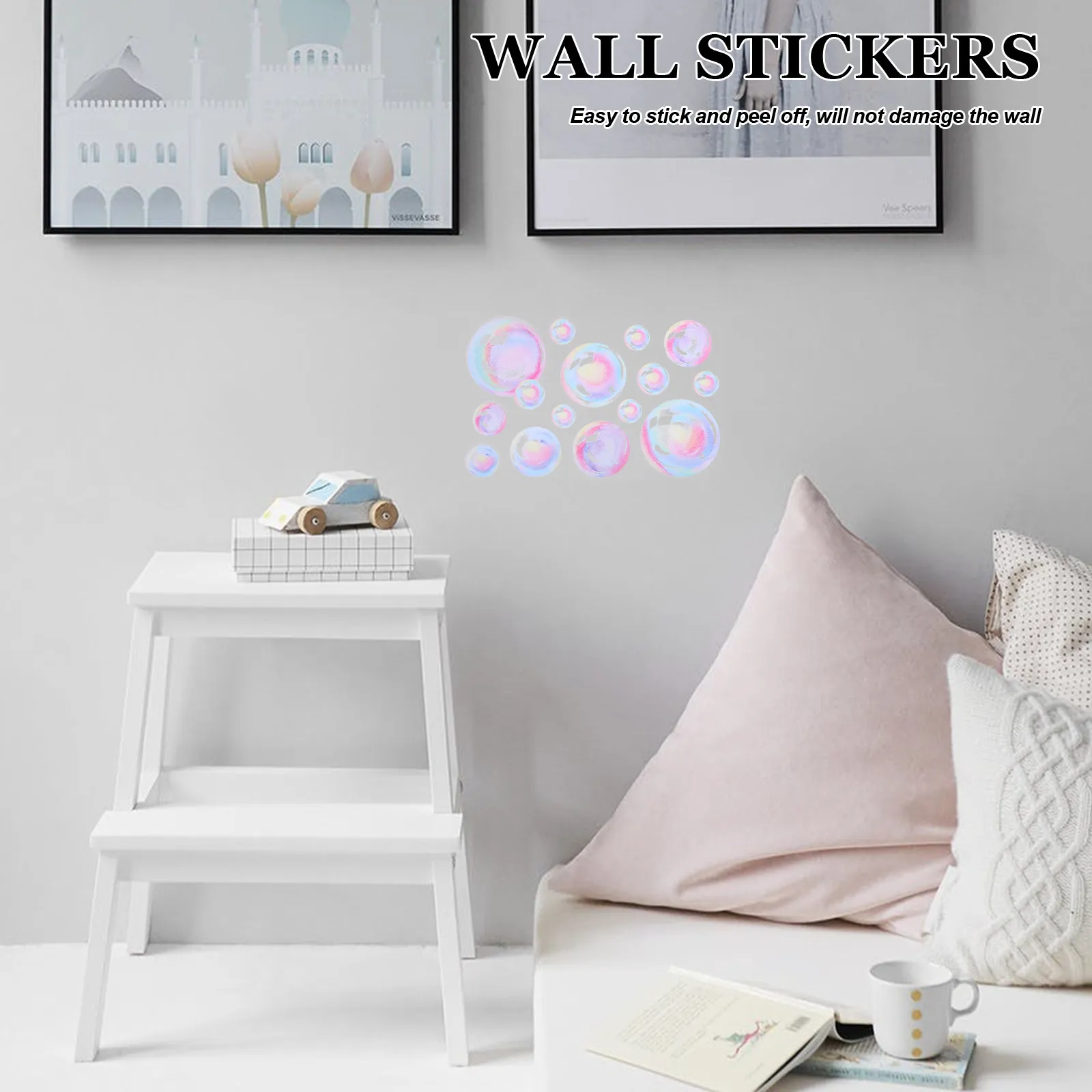 4Sheets Bubble Wall Stickers Watercolor Round Dot Bubble Decorations for Bedroom Bathroom Living Room Removable Decorative Wall