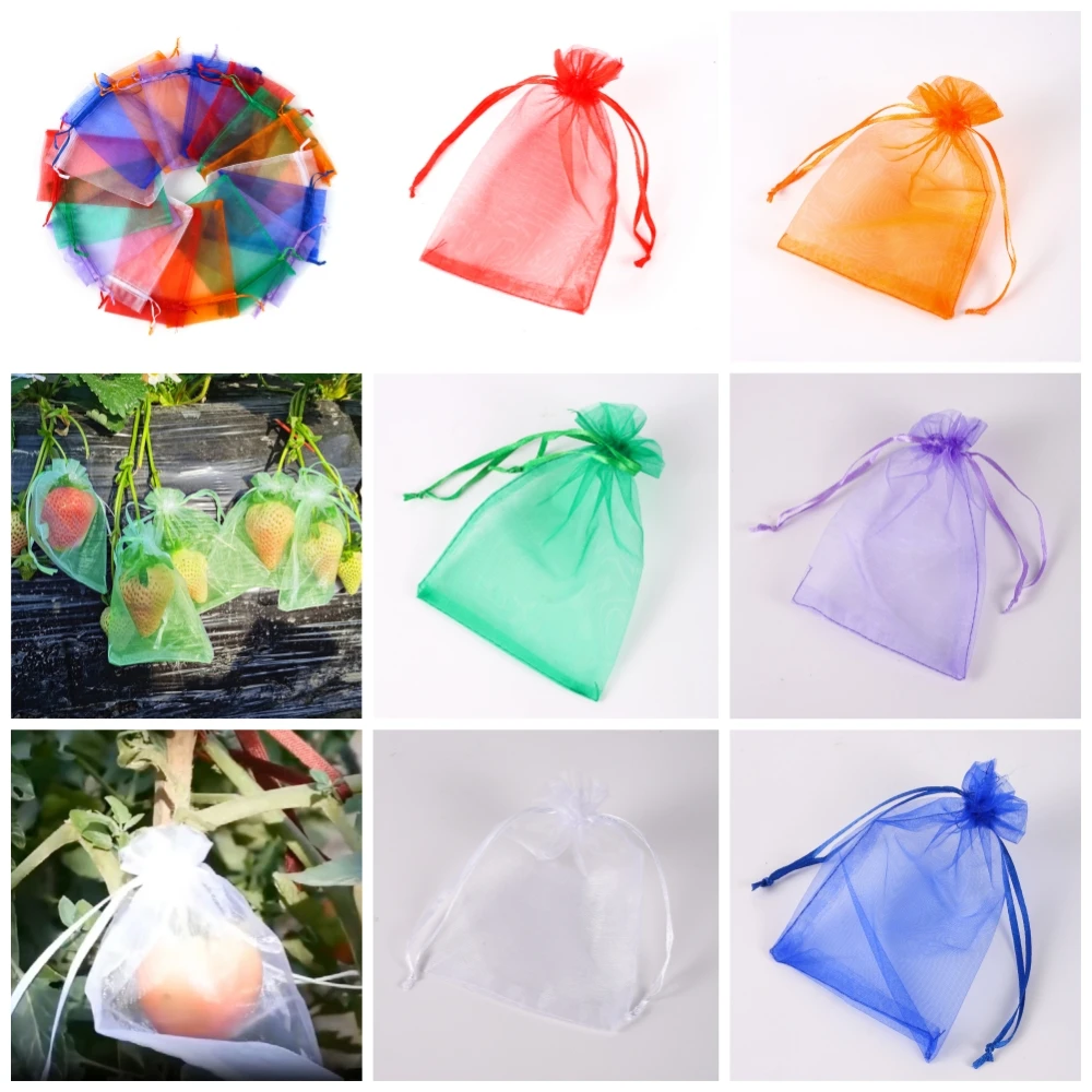 50Pcs Fruit Protection Bags Netting Mesh Vegetable Plant Grow Bags For Pest Control Anti-Bird Garden Orchard Tools 6 Colors