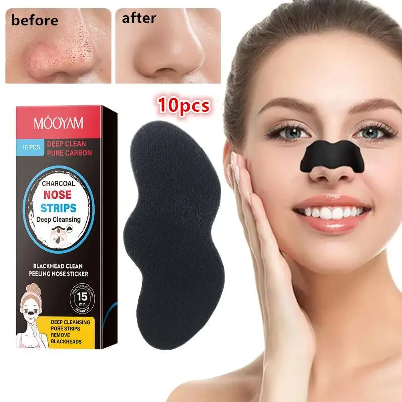 10Pcs Unisex Blackhead Remove Mask Peel Nasal Strips Deep Cleansing Shrink Pore Nose Black Head Remove Stickers Skin Care Mask